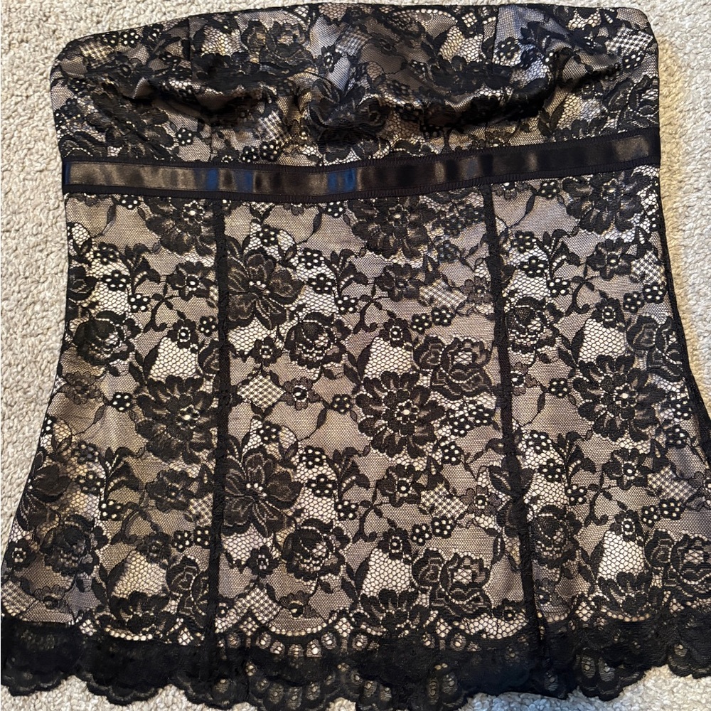 Express Black Lace Strapless Bustier Bandeau